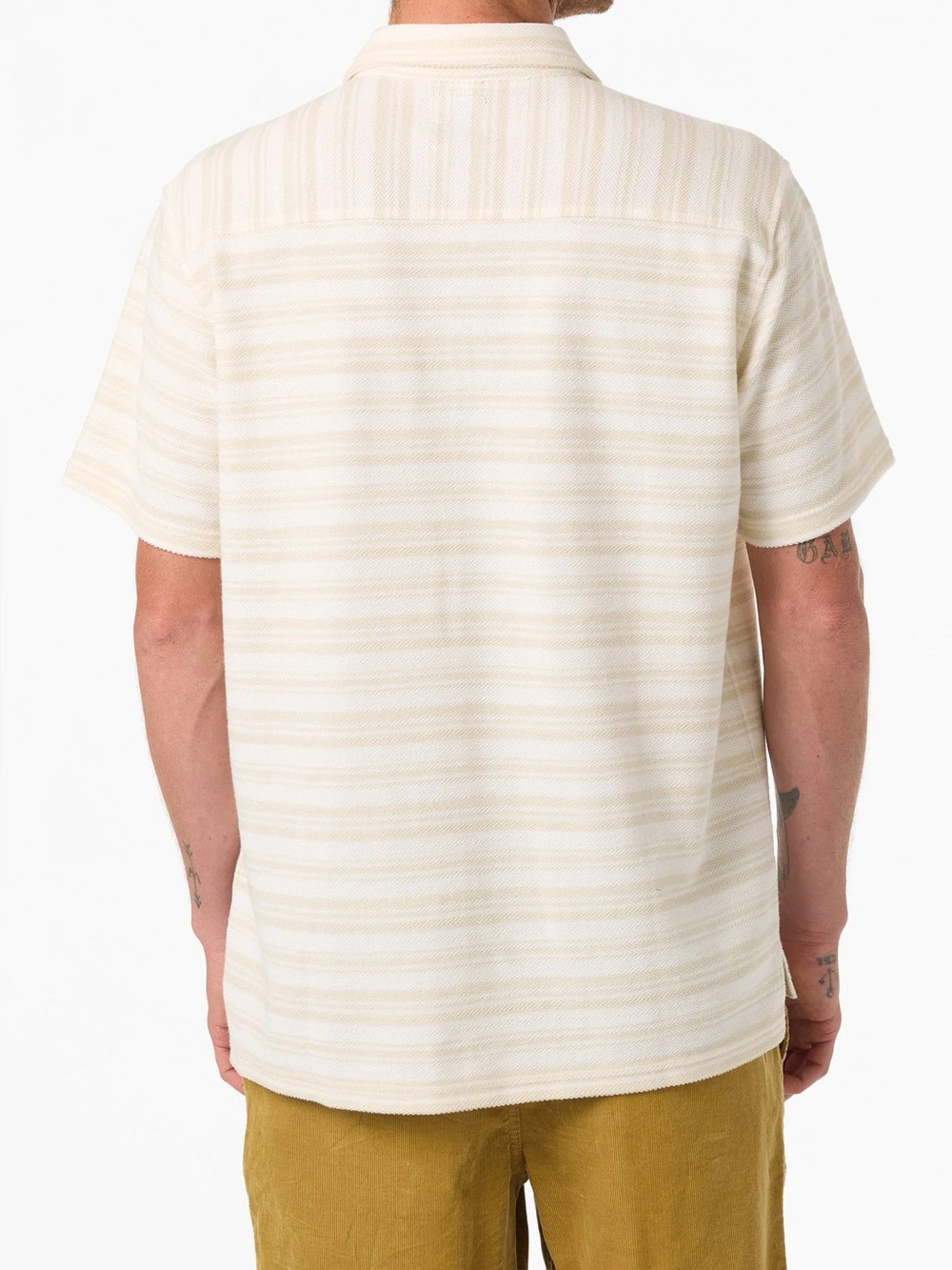 Onia Mens cotton and linen Neutal color button down T-Shirt